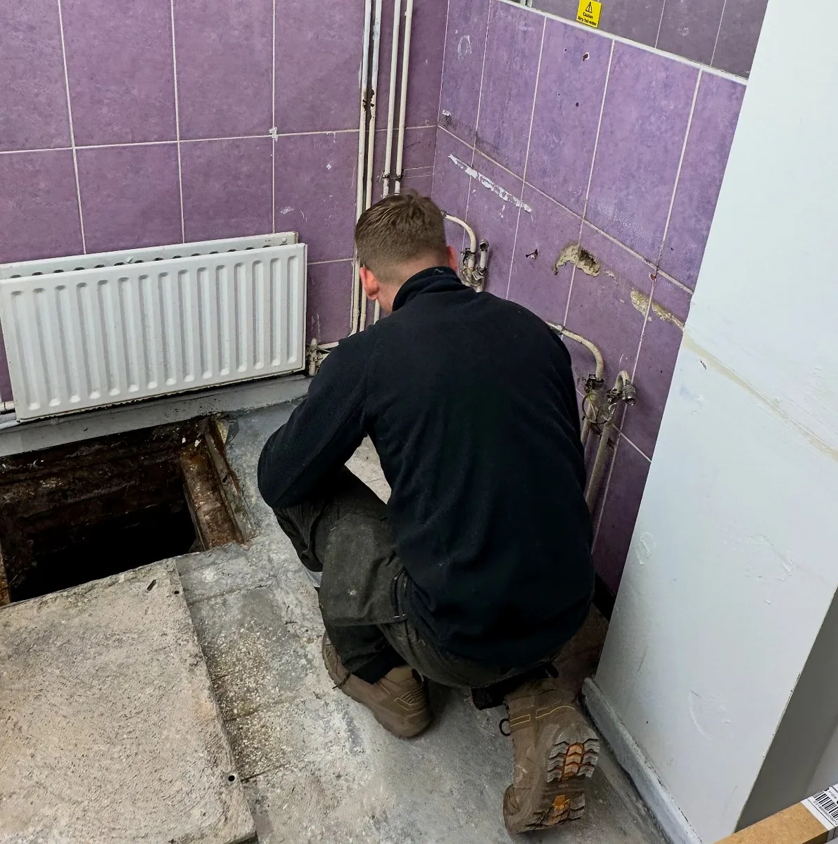 Betaflo engineer diagnosing a boiler fault during a repair visit