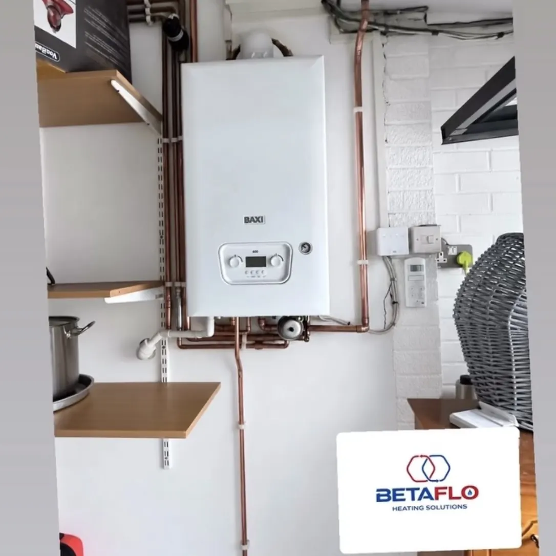 Baxi 430 combi boiler replacement with neat copper pipework installed by BetaFlo in Wilnecote